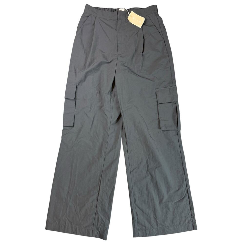 Wilo The Label Parachute Pants Womens Small Gray Wide Leg Relaxed Fit Cargo